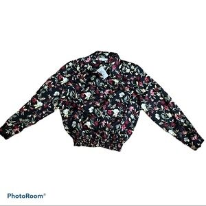 The Tog Shop Dark Floral Long Sleeve Smocked Hem Blouse 16P NWT